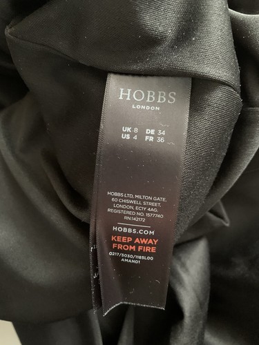 Hobbs London Damen schwarz einfarbig & Spitze Langarm tailliert Kleid-Damengröße 8 - Bild 5 von 6