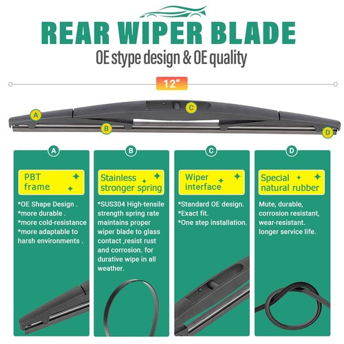 24" 19" 12" Windshield Wiper Blades Replacement for Nissan Armada 2017 2018 ... - Picture 4 of 8