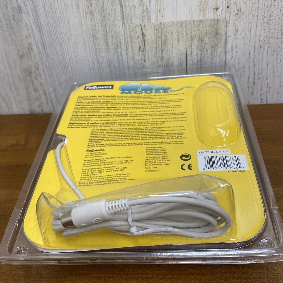 Fellowes VINTAGE Gel Mouse with PS2 to USB Adapter White/Gray New Open Box - Image 4 of 4