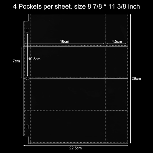 Chengu 24 Pcs 4 Pocket Currency Sleeves for 3 Ring Binder Clear Currency Pages D - 第 7/12 張圖片