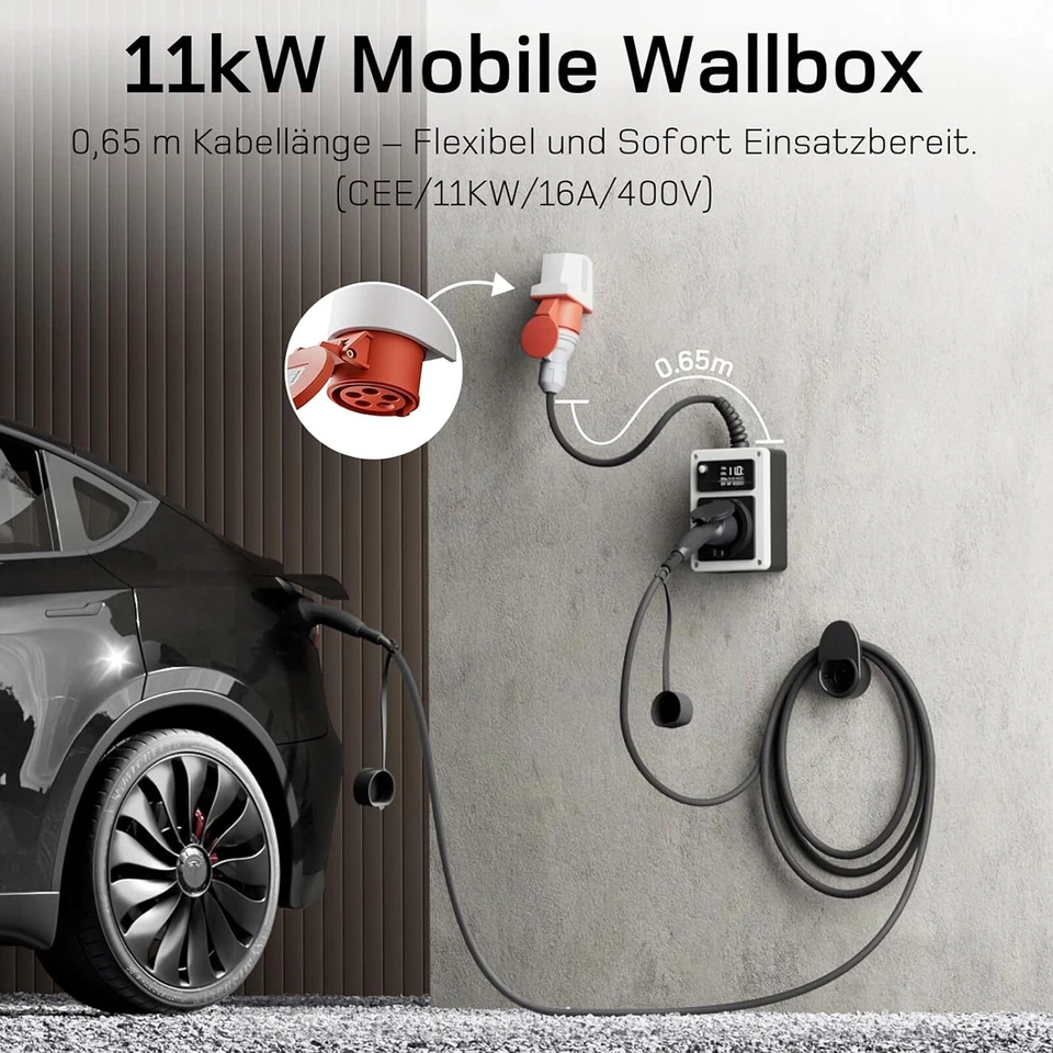 dé Mobile Wallbox 11kW 16A EV Charger mit CEE Stecker und Typ 2 with APP WIFI - Bild 2 von 4