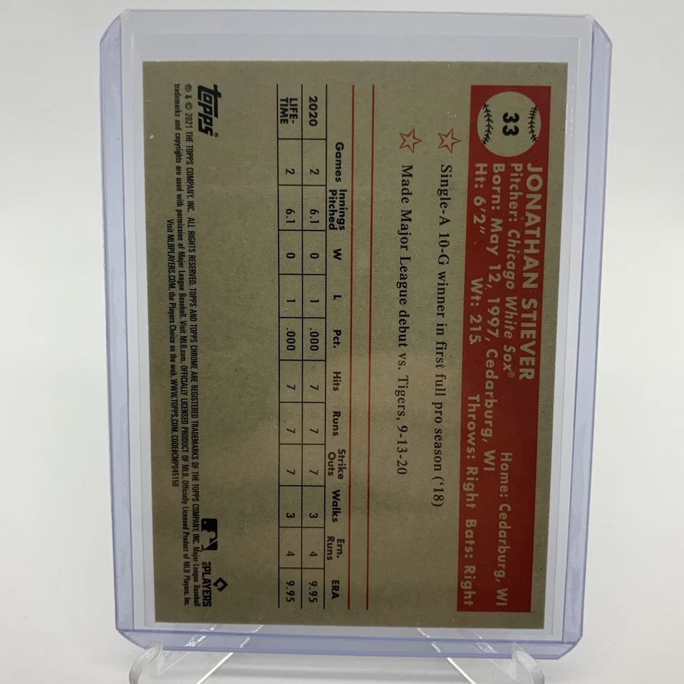 2021 Topps Chrome Platinum Anniversary RC Jonathan Stiever - Image 2 of 2