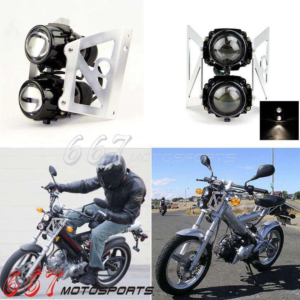 Conjunto de faros apilados dobles para motocicleta con soporte para bicicleta DualSport Naked Foto 2 de 4
