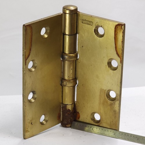 Vintage Stanley Original Solid Brass 4 1/2" Bisagras a tope con tornillos - Imagen 6 de 7