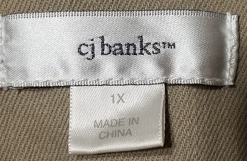 Cj Banks Womens 1X Khaki Jacket Light Weight Button Front 2% Stretch Beige Tan - Picture 3 of 8