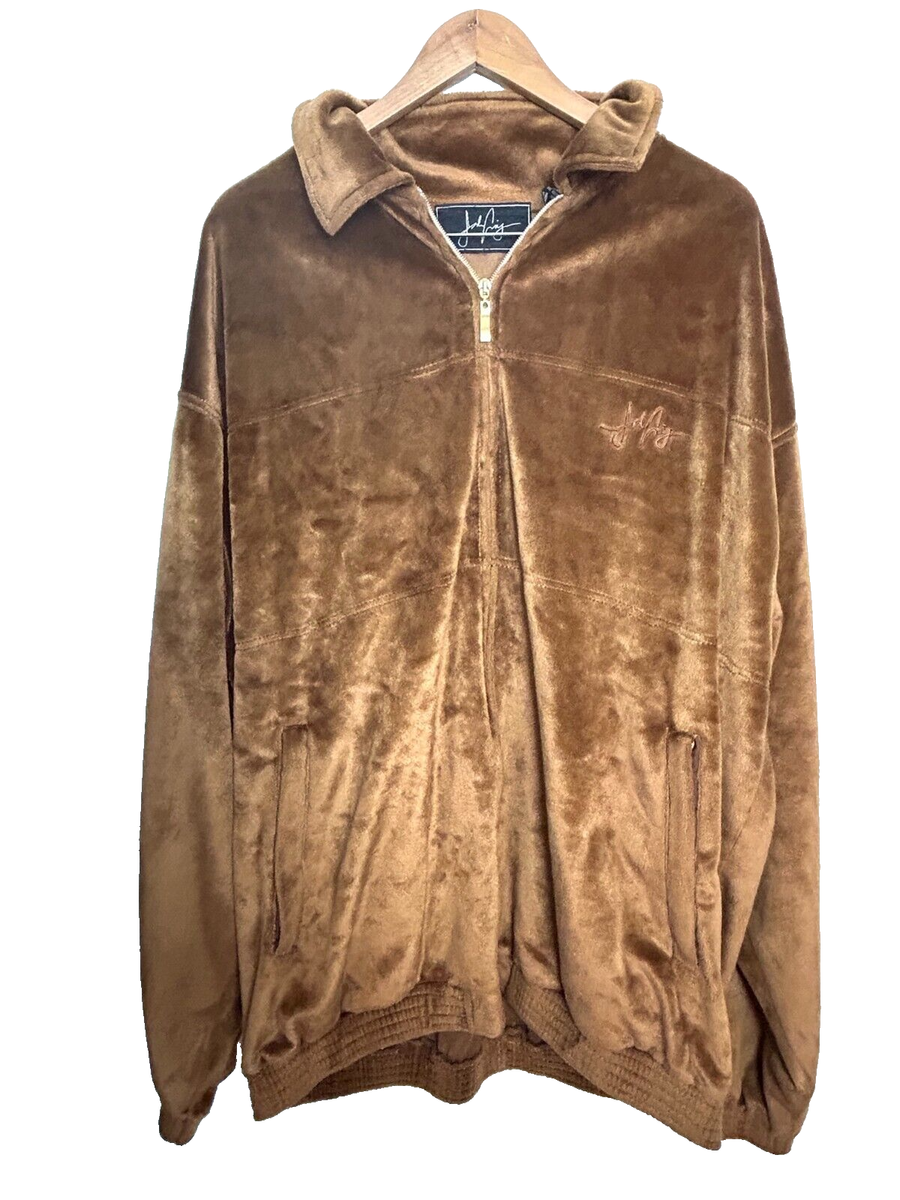 Jordan Craig Jacket Mens 3XL Brown Velour Full Zip Side Pockets - Main Image