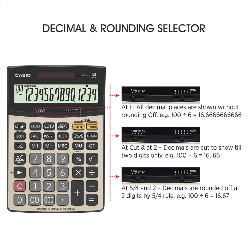 Casio DJ-240D Plus 300 Steps Check and Correct Premium Desktop Calculator - Image 4 of 4