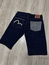 Evisu Blue Logo Denim Jeans Shorts Japanese Y2K Pants Men s Size 36