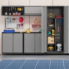 Metal Garage Cabinet Storage System 5PC Workshop Set Cabinet Set Garage Cabinet