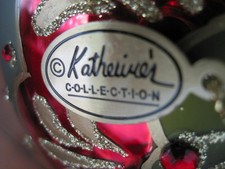 KATHERINES COLLECTION JEWELED RED GREEN SATIN GLOBE CLASSIC CHRISTMAS ORNAMENT