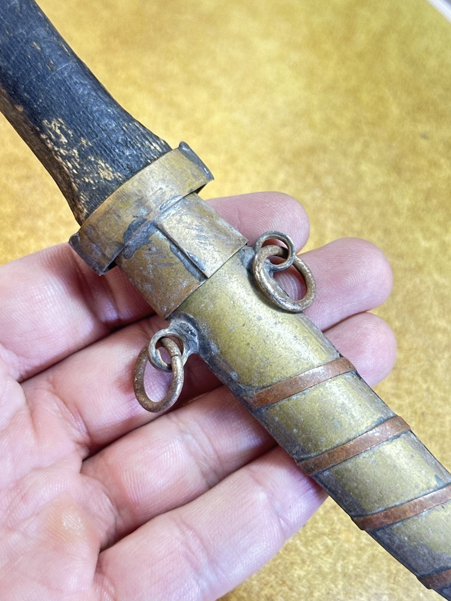Vintage Moroccan Koummya Dagger Hand Engraved Knife Curved Blade