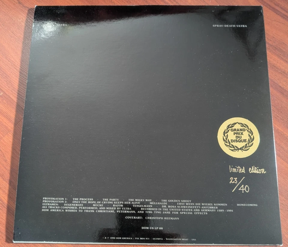 Ultra-Spray/Death/Ultra Ltd. Ed. LP Box Set, 1992, #23/40, Scarce Electronica - Image 3 of 4