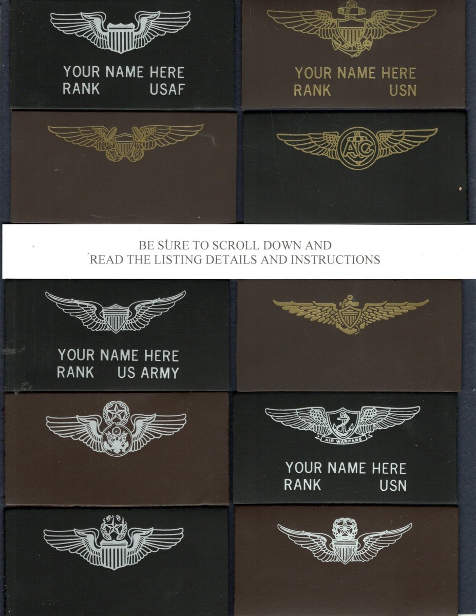 Personalized Leather Name Tag USAF NAVY USMC USCG ARMY Flight