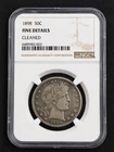 1898 Barber Half Dollar 50c NGC Certified CleanedF-VF Details