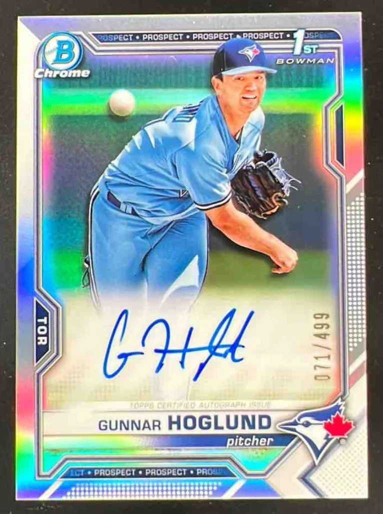 2021 Bowman Draft Chrome Refractor #CDA-GH Gunnar Hoglund Autograph Auto /499