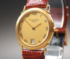Orologio Uomo Vintage [N MINT] Christian Dior 45.122.2 Oro Data Romana Quarzo...