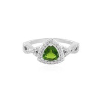 Cavill Silberring 0,77Ct Diopsid 56 Zirkon Platiniert Elegant Damen
