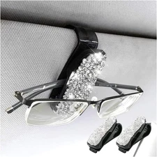 2x Car Sun Visor Glasses Holder Clip Bling Rhinestone Eyeglasses Sunglasses Moun