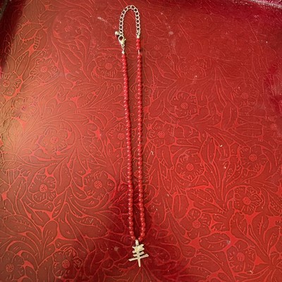 18  Red Bead CHINESE HOROSCOPE-GOAT Figure Necklace