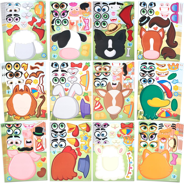 36 StüCk Tier Aufkleber Kinder, Sticker Set, Make-A-Face Aufkleber, Kleine Gesch-image