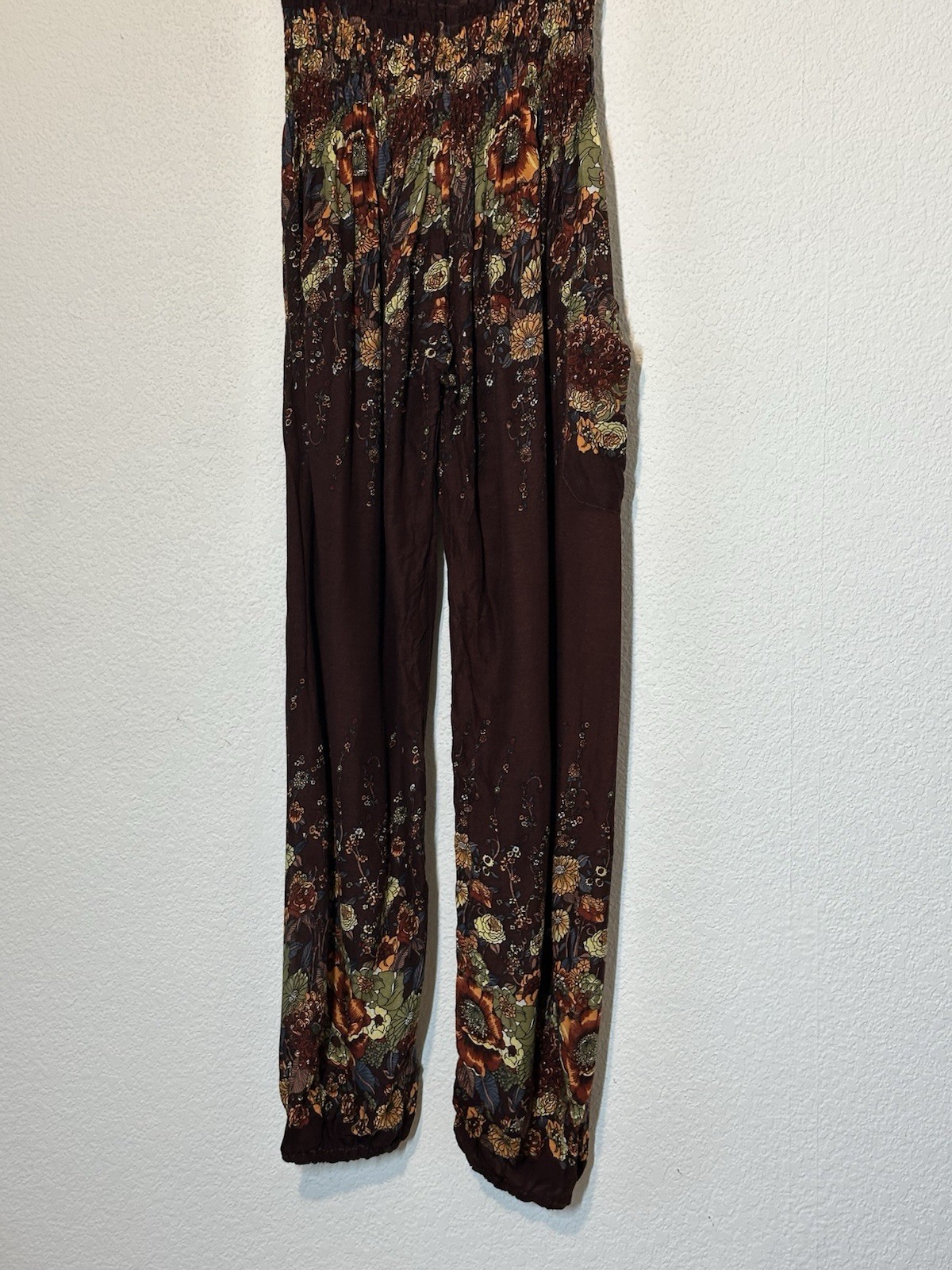 Harem Pants Joggers Women Smocked Waist Lounge Pocket Boho Festival 22x29