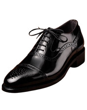 Handmade Black Genuine Leather Oxford Lace Up Cap Toe Dress Office Shoes For Men