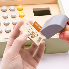 Lebensmittel Kinder Holz Kasse mit Scanner Kaufladen Spielkasse Kaufmannsladen