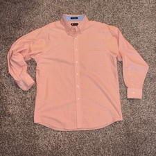 Chaps Classic Fit Oxford Dress Shirt Long Sleeve 16-16.5 32/33 Salmon Orange