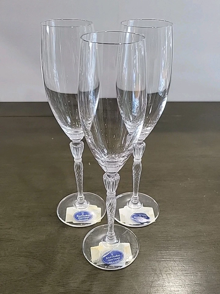 Copas de flautas de champán Royal Doulton Oxford platino (juego de 3) Foto 2 de 4