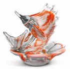 Vintage Orange/White Murano Glass Swordfish Heavy Candy Dish READ DESCRIPTION