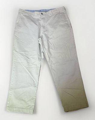 LL Bean Chino Pants Mens 38x29 Gray Classic Fit Flat Front Button Back Pockets