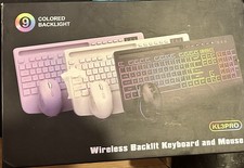 Wireless Keyboard and Mouse Combo, 9 Backlit Effects, Wrist Rest, Phone Holder