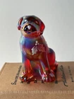 Fenton Ruby Amberina Christmas Puppy Carnival Glass Artist Signed #82/150 Rare