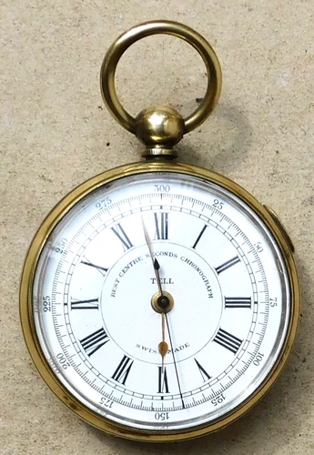 NO RES Tell Mechanical Chronograph SPARES Stopwatch Pocket Watch Vintage Antique