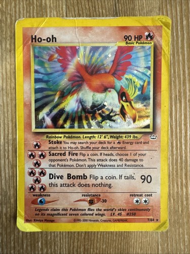 Ho-oh - 7/64 - Pokemon Neo Revelation Unlimited Holo Rare Card WOTC VERY DAMAGED - Picture 1 of 4