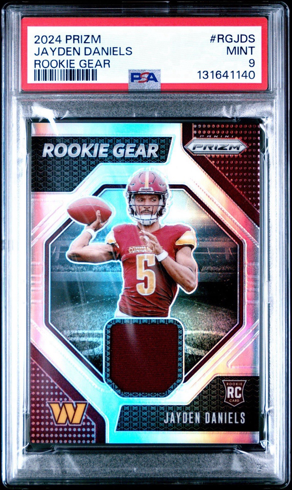2024 Panini Prizm Rookie Gear Jayden Daniels #RG-JDS Rookie Memorabilia PSA 9