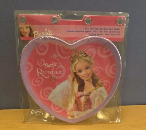 Vtg Barbie Rapunzel 3 Piece Dinnerware Set Mattel Rare 2002