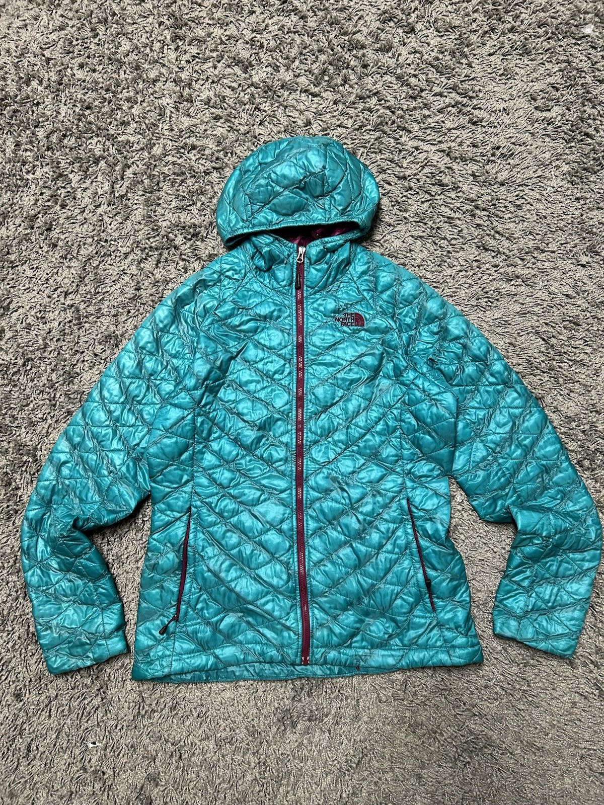 The North Face Jacket Womens Small Teal Thermoball Hooded Full Zip Puffer Coat thumbnail 2