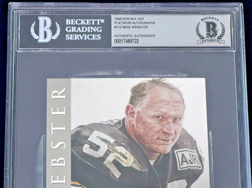 Mike Webster 1998 Ron Mix HOF Platinum Auto Signed Rookie Card (RC) Beckett BAS - Picture 3 of 4
