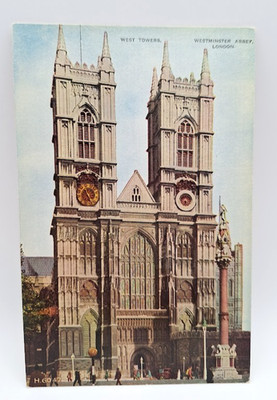 Vintage Postcard Westminster Abbey West Towers London Valesque Postcard