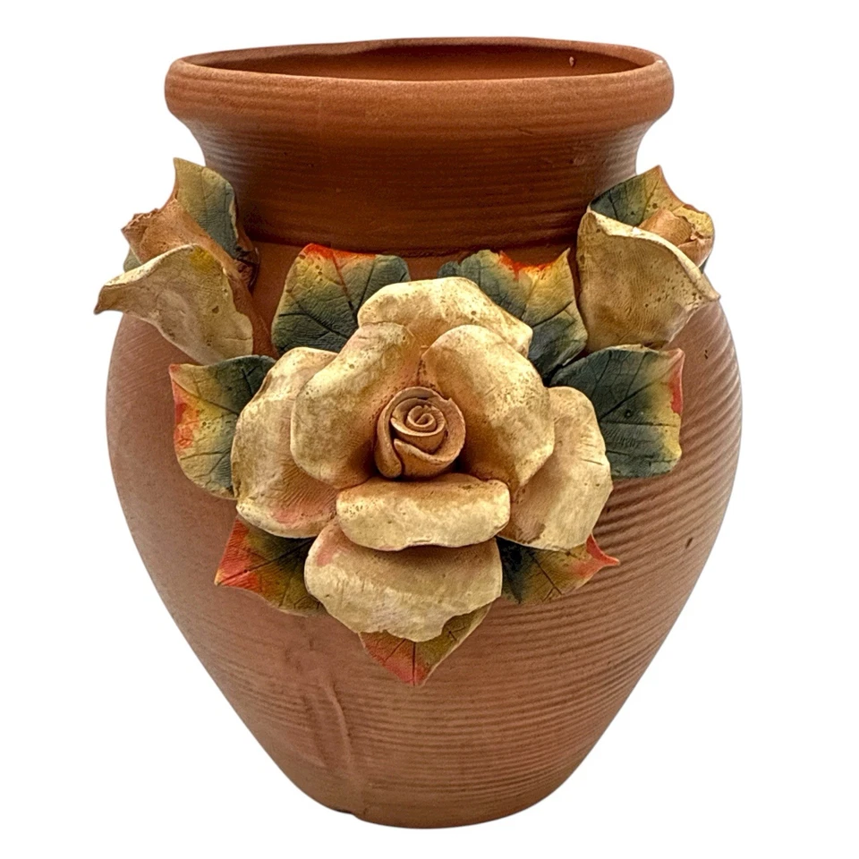 Jarrón de terracota MayRich Vallée de Monte - 3D rosa floral decoración del hogar francés Foto 3 de 4