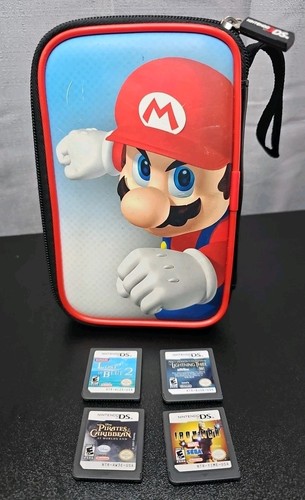 Mario DS Carring Case With 4 Games ( Ironman, LostBlue2 ,Pirates ,Percy Jackson) - Picture 1 of 21