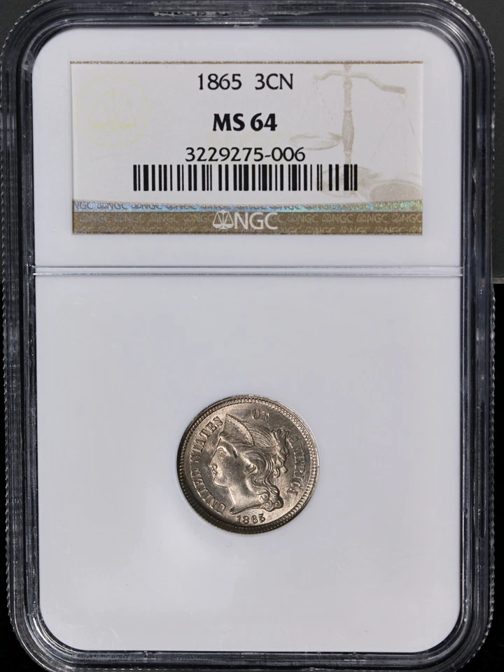 1865 Three (3) Cent Nickel NGC MS64 Nice Eye Appeal Nice Strike - Image 3 of 4
