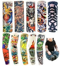 Kids Temporary Tattoo Sleeves Halloween, 10pcs Fake Slip on Arm Sunscreen