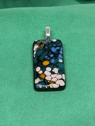Hand Crafted Fused Glass Pendant W/Chain #1360 - Picture 2 of 4