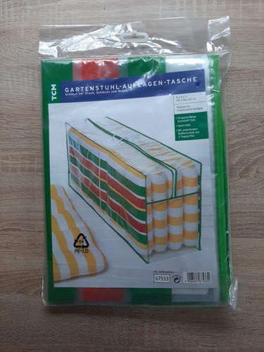 TCM Gartenstuhl - Auflagen - Tasche, neu, grün rot, 125x50x32 cm, Reißverschluss