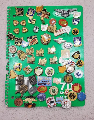 Vintage Motorcycle Pin Lot 60+ AMA District Tour HOG Rally Easyriders Sturgis