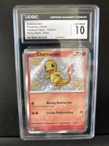 💎 CGC 10 GEM MINT 💎 Charmander Shiny Rare Holo 109/091 Paldean Fates Pokemon