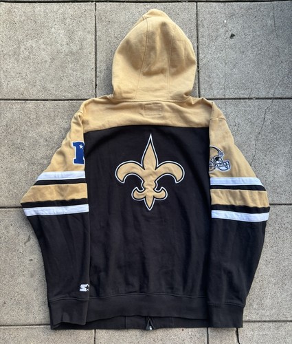 Starter New Orleans Saints NFL Zip Up Hoodie Sweatshirt Football Vintage - Afbeelding 2 van 4