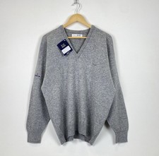 Pringle Of Scotland Wool V-neck Sweater Jumper Men  s Size L Long Sleeve Gray Top